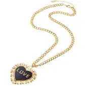 Behave - Lange ketting love met hartvormige hanger en parels - 63 cm
