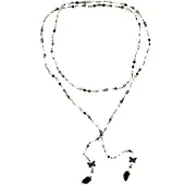 Behave - Wikkel ketting dames - Zwart wit zilverkleur - Lang boho - 150 cm