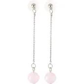 Behave - Lange oorbellen dames - Minimalistisch - Roze natuursteen