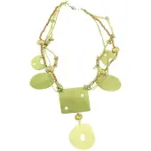 Behave Dames Groene Schelpen Ketting - Nikkelvrij, 55 cm