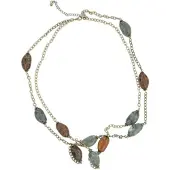 Behave - Gouden ketting met groene en bruine stenen - Nikkelvrij - 45 cm