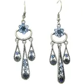 Behave - Oorhangers met bloem en blauwe steen - Romantische look