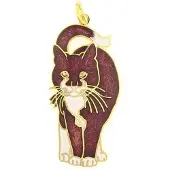 Behave - Hanger kat paars emaille goudkleur - kunstzinnige accessoire