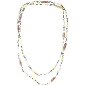Behave - Lange ketting met bruine, witte en groene kralen - 160 cm