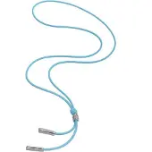 Behave Lange ketting - Licht blauw waxkoord met kristal glassteen