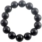 Behave Zwarte rekarmband 14mm bollen, 14-15cm polsomtrek