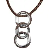 Behave - Ketting Gevlochten Imitatieleer - Met Cirkelvormige Hangers - Bruin