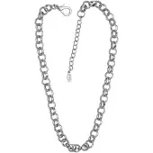 Behave Dames Zilver Kleurige Ketting - Jasseron Schakel, 42 cm + 7 cm Verlengketting