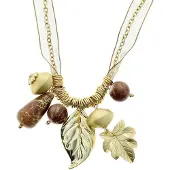 Behave - Ketting - Goudkleur - Lint met Bladvormige Hangers - 45 cm