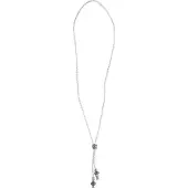 Behave - Witte leren look ketting lang - Glaskristal modern basic