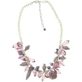 Behave - Ketting goudkleur met hangers paars, 41 cm