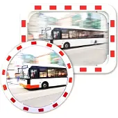 DANCOP Verkeerspiegel, afmetingen 400x600 mm, kunststof, rood/wit, lengte 15 meter