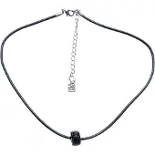 Behave - Ketting Imitatieleer - Hanger met Steentjes - 39 cm