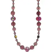 Behave - Ketting Kelly - Modeaccessoire met paarse en kristallen kralen - Lengte 40 cm (+verlengketting 7,5 cm)