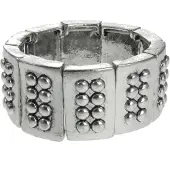 Behave - Rekarmband dames - Zilverkleur bolpatroon - Retro stijl