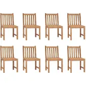 The Living Store : 8 tuinstoelen met kussens, gemaakt van massief teakhout