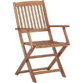The Living Store Klapstoelenset - Acaciahout - 54x57x91cm - Weerbestendig