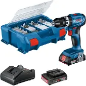 Bosch Professional GSB 18V-45 Accu klopboorschroevendraaier- 2x GBA 18V 2.0 Ah - lader GAL 18V-20 - 82 accessoires