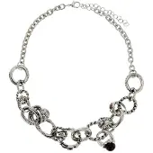 Behave - Zilverkleurige ketting met paarse stenen - 38 cm + verlengkettinkje
