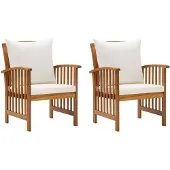 vidaXL Tuinstoelen 2 st met kussens massief acaciahout