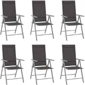 vidaXL Tuinstoelen 6 st inklapbaar textileen zwart