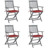 vidaXL Tuinstoelen 4 st inklapbaar met kussens massief acaciahout