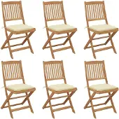 vidaXL Tuinstoelen 6 st inklapbaar met kussens massief acaciahout