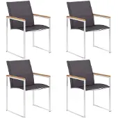vidaXL Tuinstoelen 4 st textileen en roestvrij staal grijs