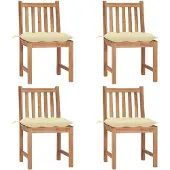 vidaXL Tuinstoelen 4 st met kussens massief teakhout