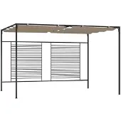 vidaXL Paviljoen met uitschuifbaar dak, 3x4x2,3 meter, taupe kleur, 180 g/m²