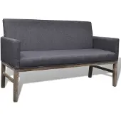 vidaXL Bank met gevoerde kussens stof rubberwood donkergrijs