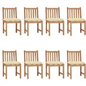 vidaXL Tuinstoelen 8 st met kussens massief teakhout