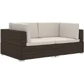 vidaXL Hoekbanken 2 st met kussens poly rattan bruin