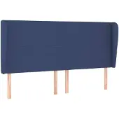 vidaXL Hoofdbord met randen 183x23x118/128 cm stof blauw