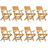 vidaXL Tuinstoelen inklapbaar 8 st 55x61x90 cm massief teakhout