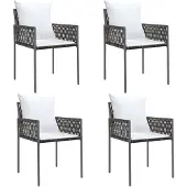 vidaXL Tuinstoelen 4 st met kussens 54x61x83 cm poly rattan bruin