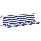 vidaXL Tuinbankkussens 2 st gestreept 200x50x7 cm stof wit en blauw