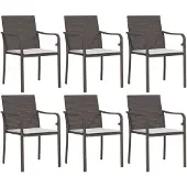 vidaXL Tuinstoelen 6 st met kussens 56x59x84 cm poly rattan bruin