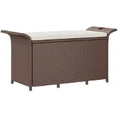 vidaXL Tuinbank met kussen 116x46x57 cm poly rattan bruin