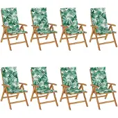 vidaXL Tuinstoelen 8 st verstelbaar met kussens massief teakhout
