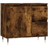 vidaXL Badkastje, gerookt eikenfineer, 65x33x60 cm, houtvezelplaat