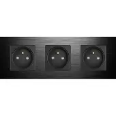 Perfect Switches WANDCONTACTDOOS | FR | ALUMINIUM | ZWART | DRIEVOUDIG
