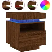 vidaXL Nachtkastje met LED-verlichting 40x39x48,5 cm bruin eikenkleur