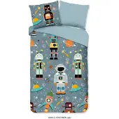 Good Morning Dekbedovertrek Spacemen Grey Katoen-140 x 200 / 220 cm | 1-Persoons