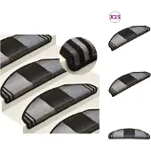 vidaXL Trapmatten zelfklevend 15 st 65x21x4 cm zwart en grijs