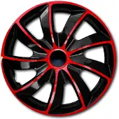Quad Set van 14 "wieldoppen, rood en zwart, 4 stuks