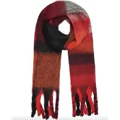 Yehwang Fringe scarf Red Polyester- warm -met franjes
