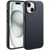 Accezz MagSafe Leather Backcover voor de Apple iPhone 15 - Onyx Black