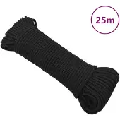 vidaXL Boottouw 3 mm 25 m polypropeen zwart