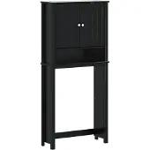 vidaXL Wasmachinekast BERG 76x27x164,5 cm massief hout zwart